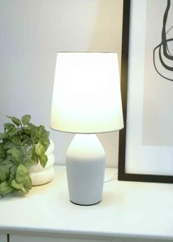 ValueLights Arlo Matte Grey Table Lamp with Grey Tapered Shade