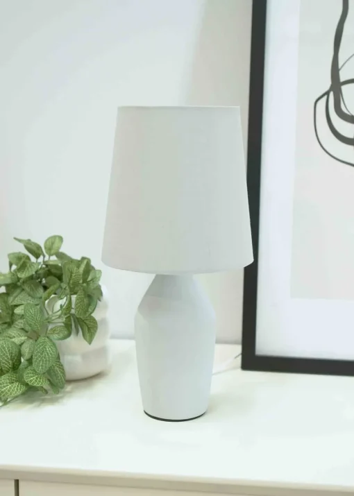 ValueLights Arlo Matte Grey Table Lamp with Grey Tapered Shade