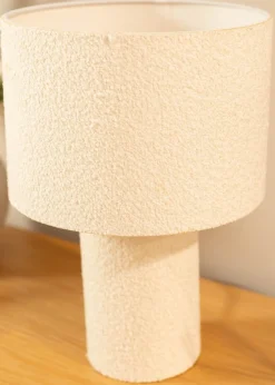 ValueLights Ash Natural Boucle Table Lamp (32cm x 22cm x 22cm)