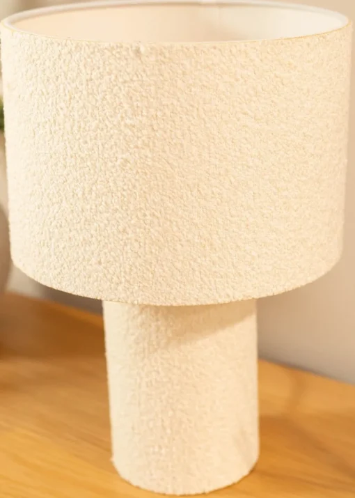 ValueLights Ash Natural Boucle Table Lamp (32cm x 22cm x 22cm)
