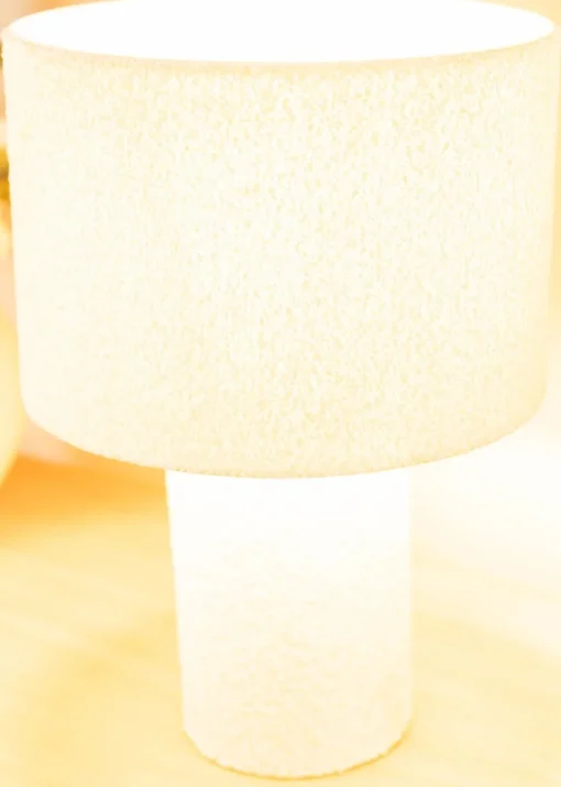 ValueLights Ash Natural Boucle Table Lamp (32cm x 22cm x 22cm)