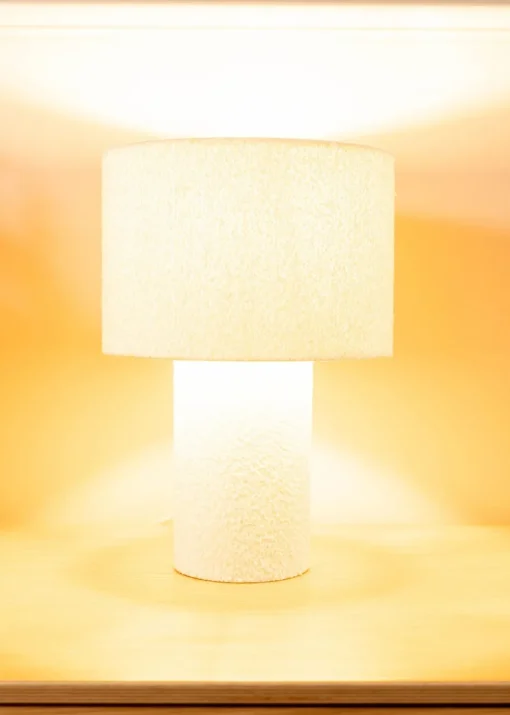 ValueLights Ash Natural Boucle Table Lamp (32cm x 22cm x 22cm)