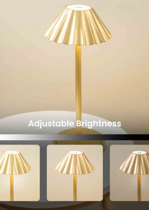 ValueLights Avery Dimmable Gold Table Lamp with Gold Shade Integrated LED