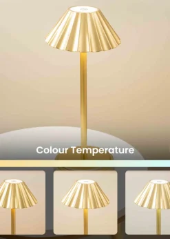 ValueLights Avery Dimmable Gold Table Lamp with Gold Shade Integrated LED