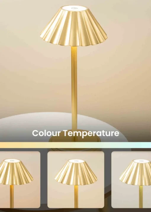 ValueLights Avery Dimmable Gold Table Lamp with Gold Shade Integrated LED