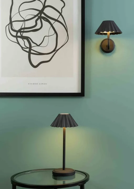 ValueLights Avery Dimmable Black Table Lamp with Black Shade Integrated LED