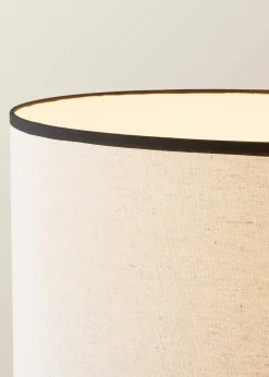 ValueLights Barbro Tripod Wood Black Floor Lamp with Large Drum Trim Shade