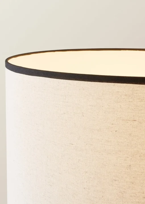 ValueLights Barbro Tripod Wood Black Floor Lamp with Large Drum Trim Shade