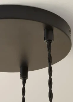 ValueLights Bellamy Smoked Glass Globe 3 Drop Cluster Matte Black Ceiling Pendant Light