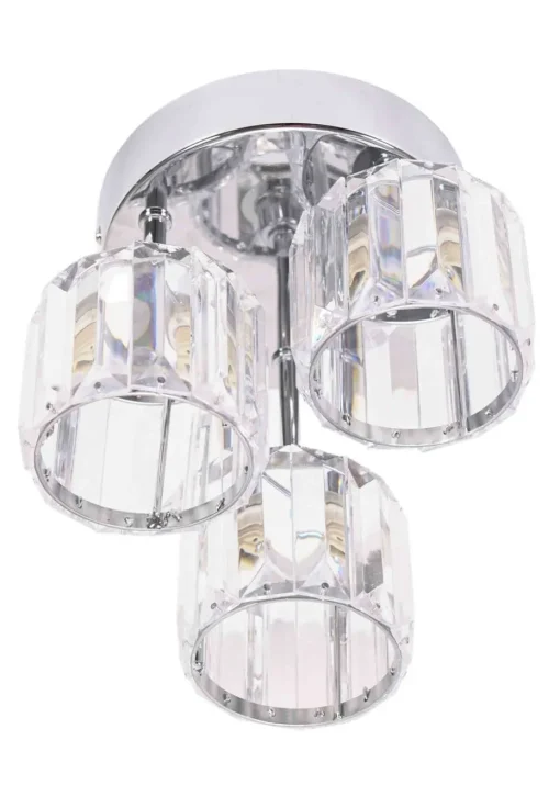 ValueLights Beth Polished Silver Semi-Flush Light with White  Shade (20cm x 19.5cm x 18.5cm)