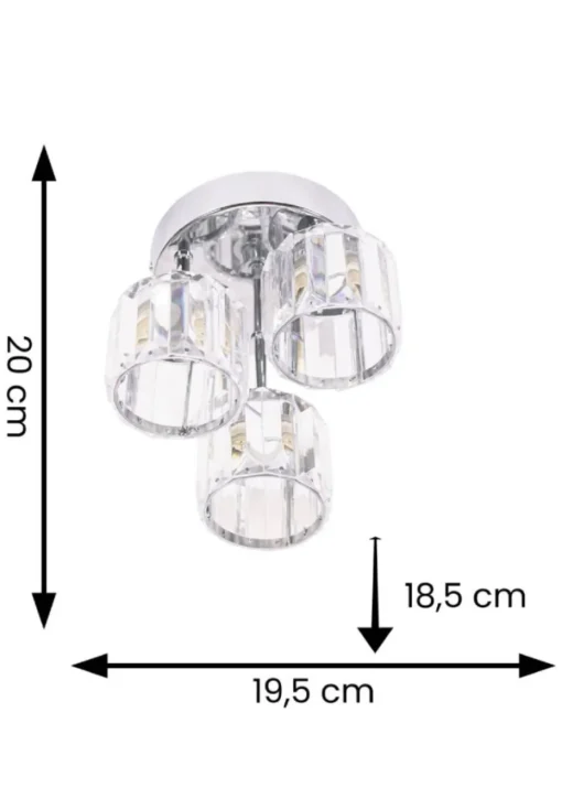 ValueLights Beth Polished Silver Semi-Flush Light with White  Shade (20cm x 19.5cm x 18.5cm)