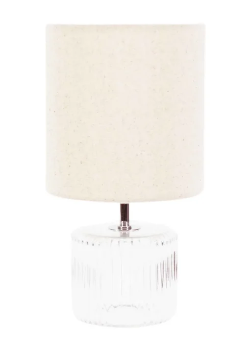 ValueLights Betty Clear Natural Table Lamp with Natural Drum Shade (26cm x 14cm x 14cm)