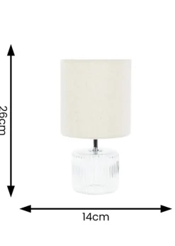 ValueLights Betty Clear Natural Table Lamp with Natural Drum Shade (26cm x 14cm x 14cm)
