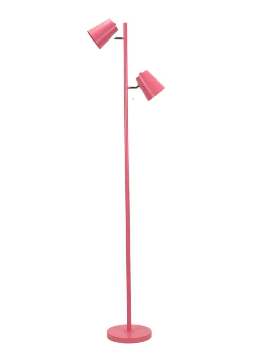 ValueLights Bibi Gloss Pink Floor Lamp with Pink Tapered Shade