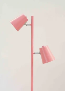 ValueLights Bibi Gloss Pink Floor Lamp with Pink Tapered Shade