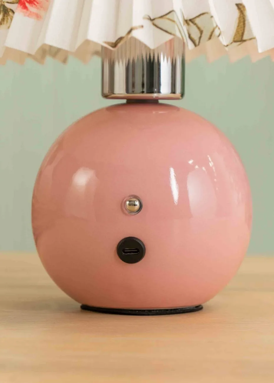 ValueLights Bloom Pink Table Lamp with Multicolour Tapered Shade Integrated LED