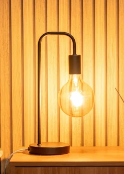 ValueLights Bronx Black Metal Table Lamp (40.5cm x 17cm x 14cm)