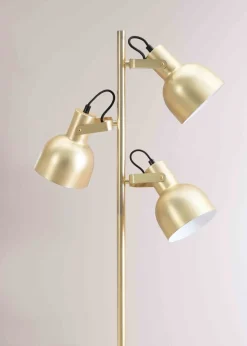 ValueLights Brushed Gold Floor Lamp with Silver Dome Shade (162cm x 45cm x 25cm)