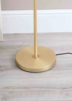 ValueLights Brushed Gold Floor Lamp with Silver Dome Shade (162cm x 45cm x 25cm)
