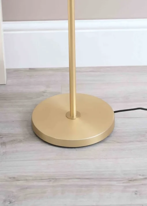 ValueLights Brushed Gold Floor Lamp with Silver Dome Shade (162cm x 45cm x 25cm)