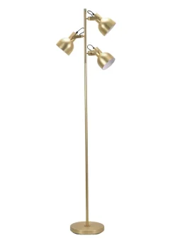 ValueLights Brushed Gold Floor Lamp with Silver Dome Shade (162cm x 45cm x 25cm)
