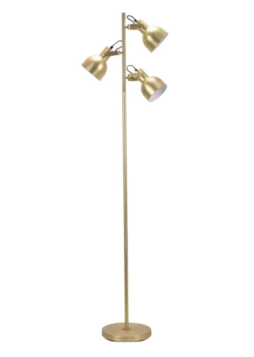 ValueLights Brushed Gold Floor Lamp with Silver Dome Shade (162cm x 45cm x 25cm)