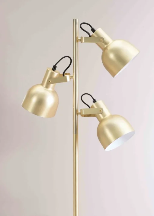 ValueLights Brushed Gold Floor Lamp with Silver Dome Shade (162cm x 45cm x 25cm)