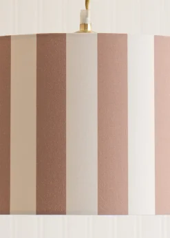 ValueLights Callie Natural & Brown Stripe Large Fabric Drum Lamp Shade