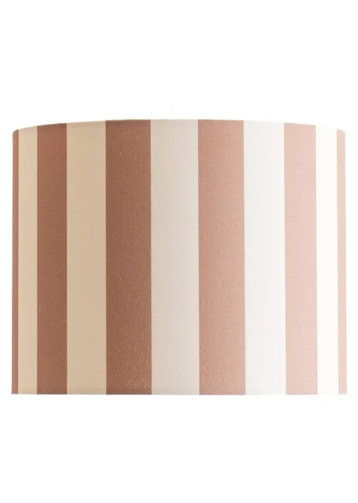 ValueLights Callie Natural & Brown Stripe Large Fabric Drum Lamp Shade