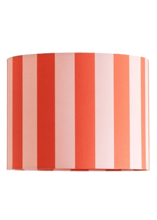 ValueLights Callie Orange & Pink Stripe Small Fabric Drum Lamp Shade