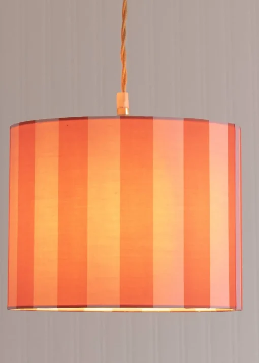 ValueLights Callie Orange & Pink Stripe Small Fabric Drum Lamp Shade