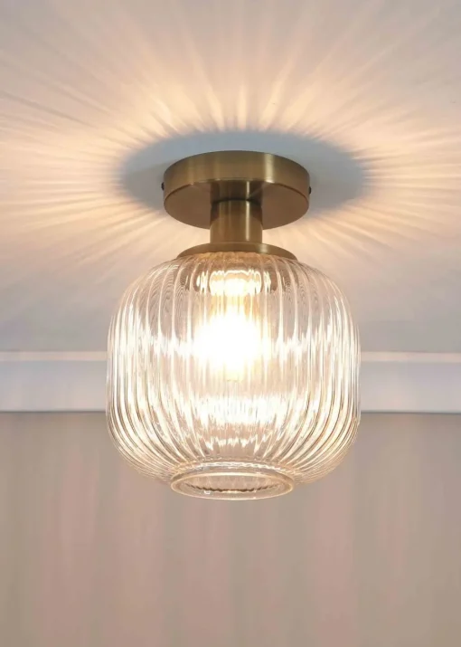 ValueLights Calpe Gold Wall Light with White Oval Shade