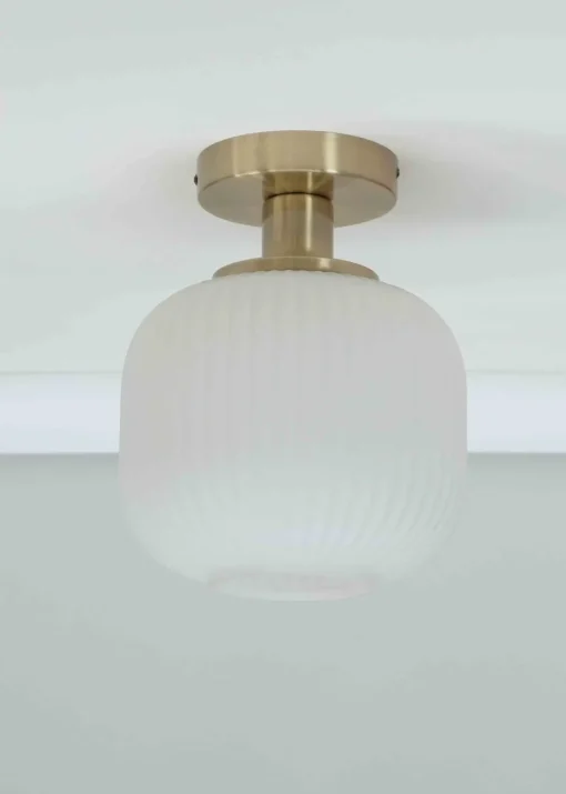 ValueLights Calpe Opal White Flush Light with White Oval Shade