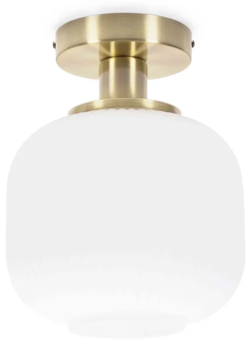 ValueLights Calpe Opal White Flush Light with White Oval Shade
