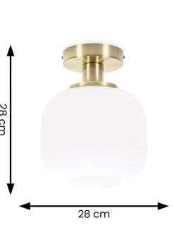 ValueLights Calpe Opal White Flush Light with White Oval Shade