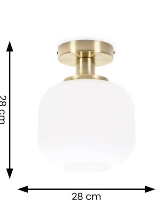 ValueLights Calpe Opal White Flush Light with White Oval Shade