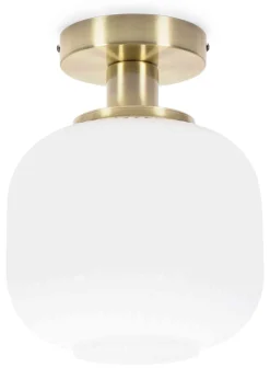 ValueLights Calpe Opal White Flush Light with White Oval Shade