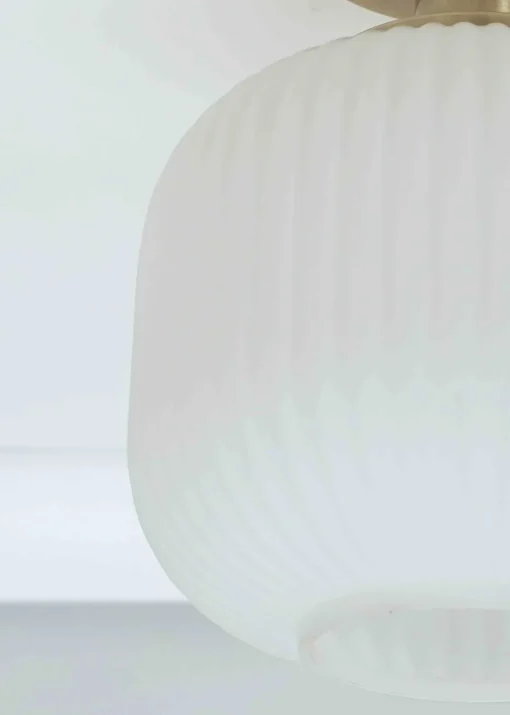 ValueLights Calpe Opal White Flush Light with White Oval Shade