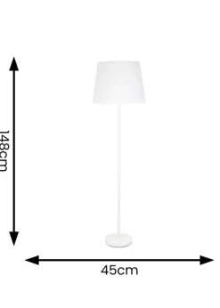 ValueLights Charlie Painted White Floor Lamp with Large Tapered Shade