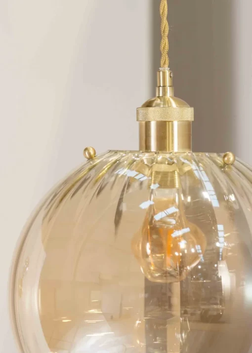 ValueLights Chessy Glass Amber Gold Globe Ceiling Pendant Shade