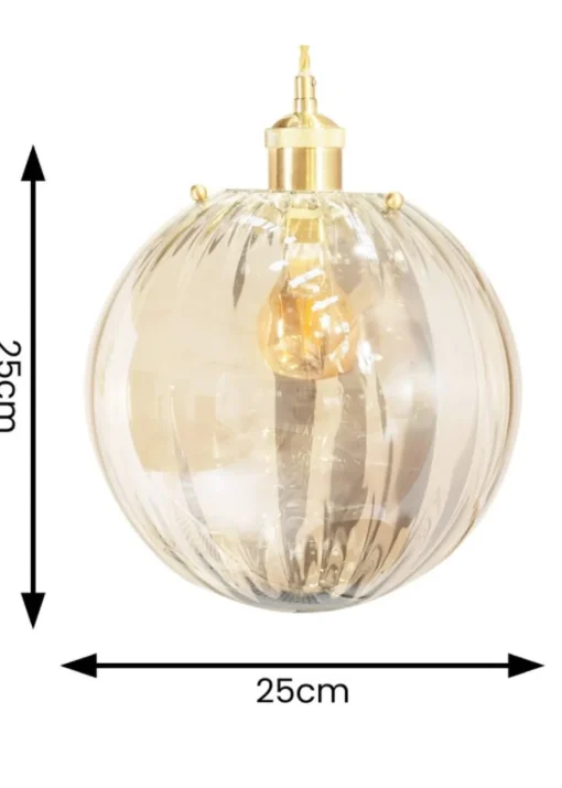 ValueLights Chessy Glass Amber Gold Globe Ceiling Pendant Shade