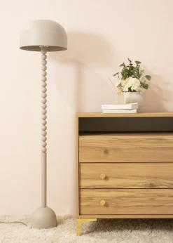 ValueLights Clement Grey Floor Lamp (145cm x 33cm)