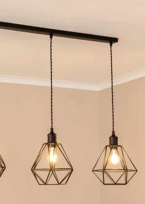 ValueLights Diablo Geometric Shade 3 Drop Diner Bar Ceiling Pendant Light