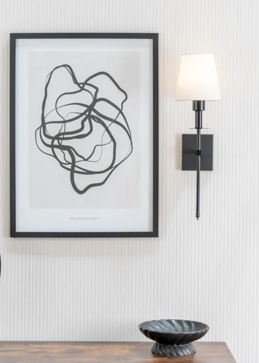 ValueLights Dimmable Black Wall Light with Cream Shade Integrated LED