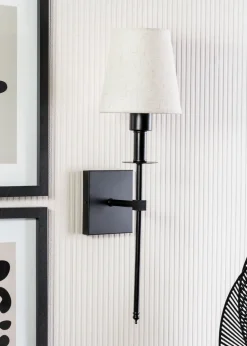ValueLights Dimmable Black Wall Light with Cream Shade Integrated LED