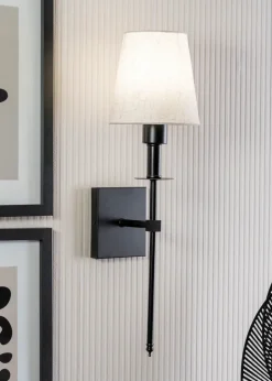 ValueLights Dimmable Black Wall Light with Cream Shade Integrated LED
