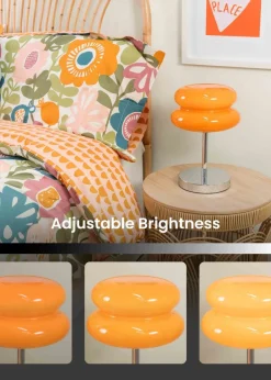 ValueLights Dimmable Orange Table Lamp with Orange Dome Shade Integrated LED