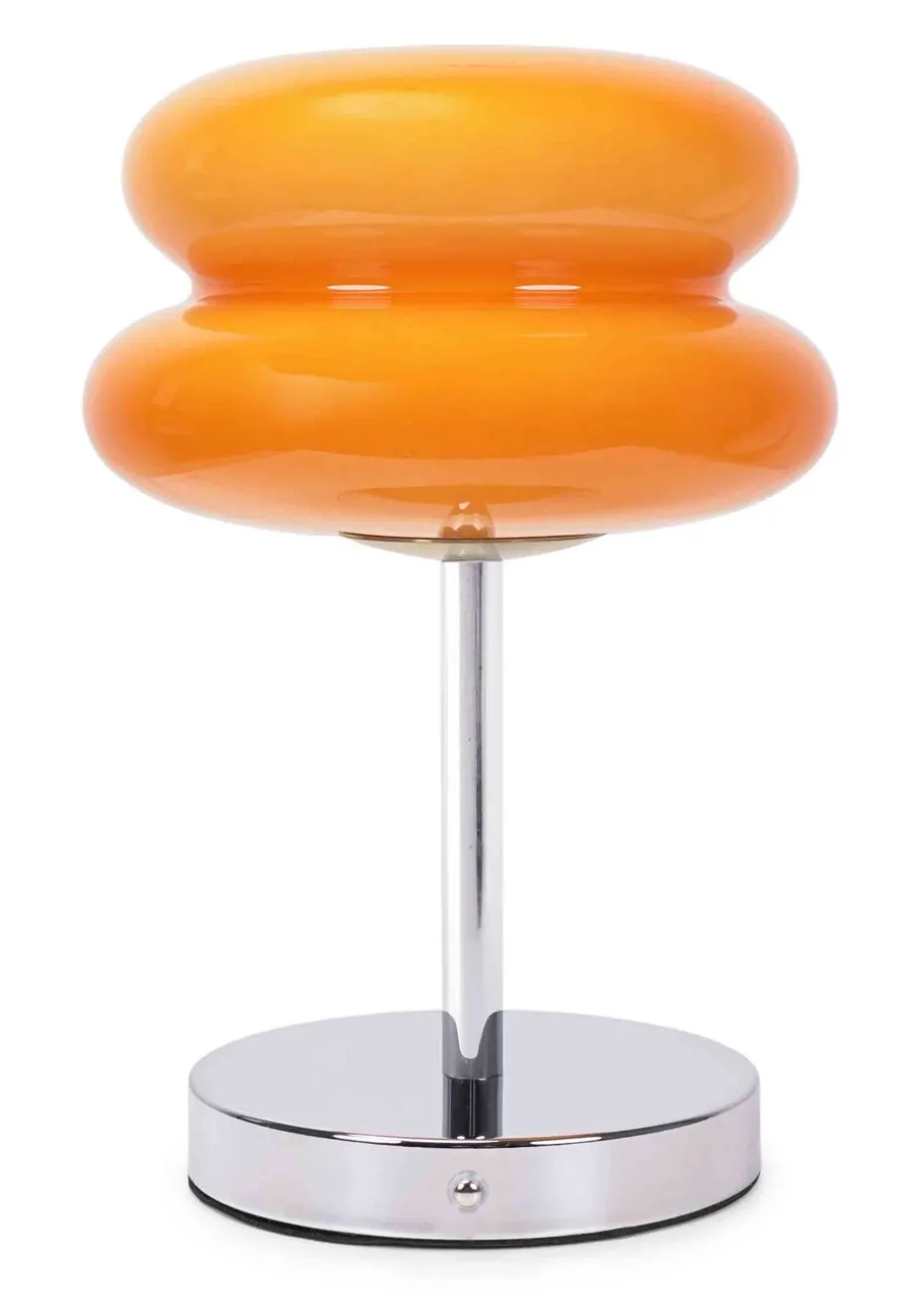 ValueLights Dimmable Orange Table Lamp with Orange Dome Shade Integrated LED