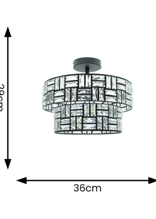 ValueLights Elise Matte Black Pendant Light with Black Tiered Shade