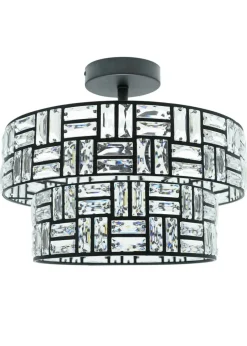 ValueLights Elise Matte Black Pendant Light with Black Tiered Shade